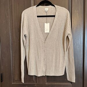 A New Day Women's Beige Ribbed Cardigan